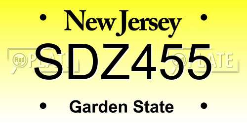 SDZ455 New Jersey License Plate