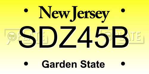 SDZ45B New Jersey License Plate