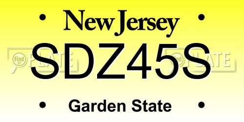 SDZ45S New Jersey License Plate