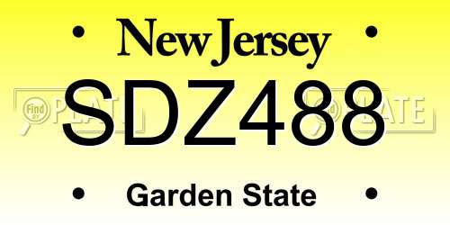 SDZ488 New Jersey License Plate
