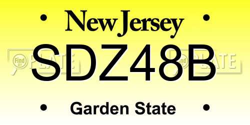 SDZ48B New Jersey License Plate