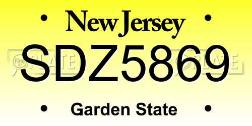 SDZ5869 New Jersey License Plate