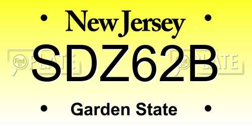SDZ62B New Jersey License Plate