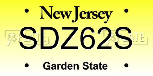 SDZ62S New Jersey License Plate