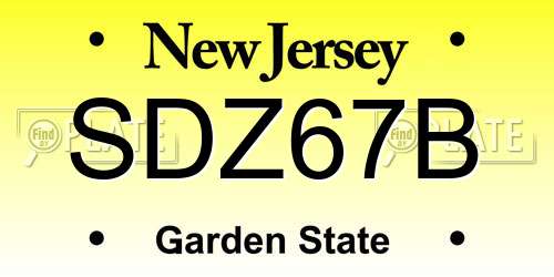 SDZ67B New Jersey License Plate