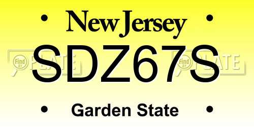 SDZ67S New Jersey License Plate