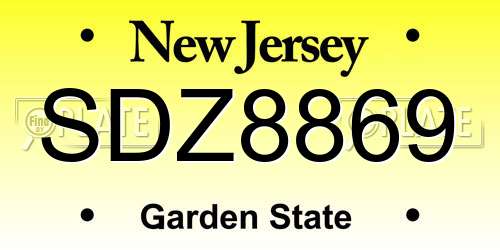 SDZ8869 New Jersey License Plate