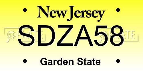 SDZA58 New Jersey License Plate
