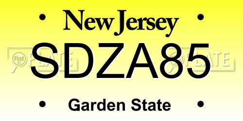 SDZA85 New Jersey License Plate