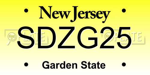 SDZG25 New Jersey License Plate