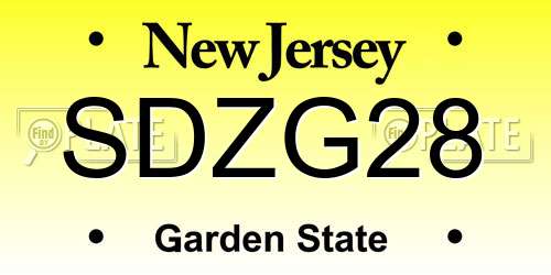 SDZG28 New Jersey License Plate