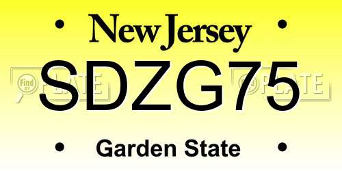 SDZG75 New Jersey License Plate