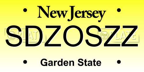 SDZOSZZ New Jersey License Plate