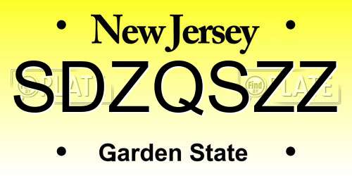 SDZQSZZ New Jersey License Plate