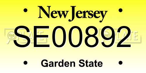 SE00892 New Jersey License Plate