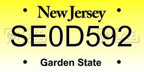SE0D592 New Jersey License Plate