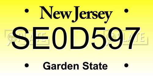 SE0D597 New Jersey License Plate