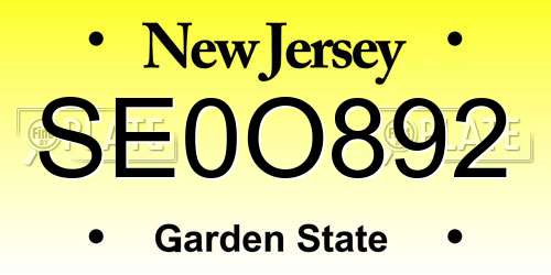 SE0O892 New Jersey License Plate