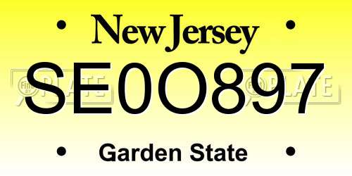 SE0O897 New Jersey License Plate