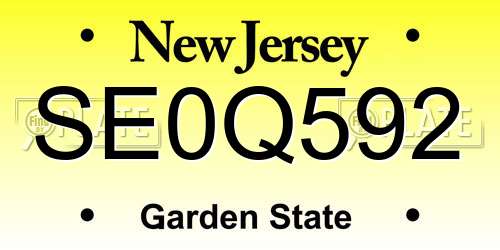 SE0Q592 New Jersey License Plate