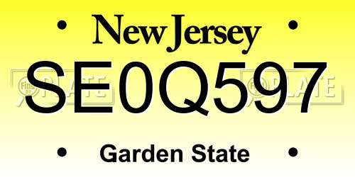 SE0Q597 New Jersey License Plate