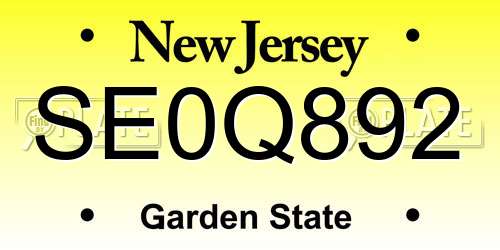 SE0Q892 New Jersey License Plate
