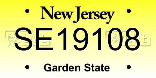 SE19108 New Jersey License Plate