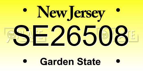 SE26508 New Jersey License Plate