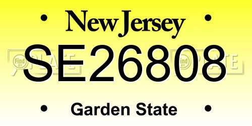 SE26808 New Jersey License Plate