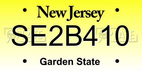 SE2B410 New Jersey License Plate