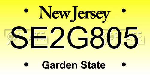 SE2G805 New Jersey License Plate