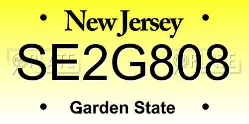 SE2G808 New Jersey License Plate