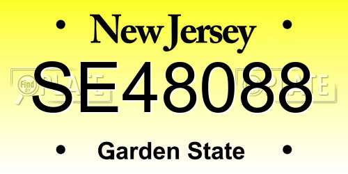SE48088 New Jersey License Plate