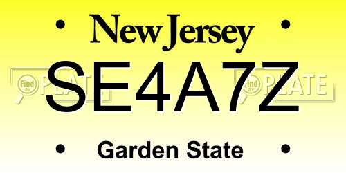 SE4A7Z New Jersey License Plate