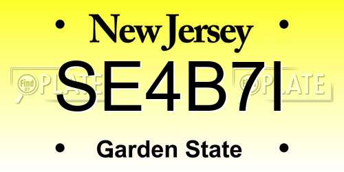 SE4B7I New Jersey License Plate