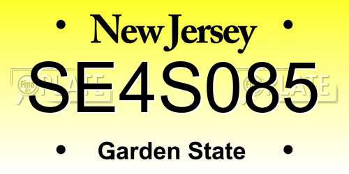 SE4S085 New Jersey License Plate