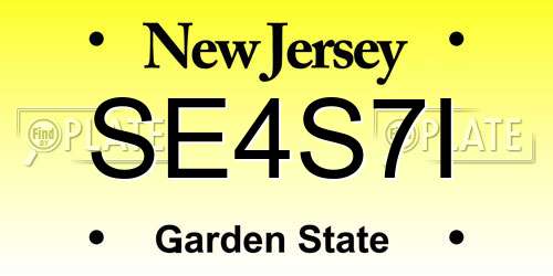 SE4S7I New Jersey License Plate