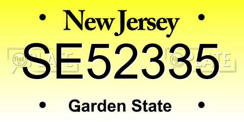 SE52335 New Jersey License Plate