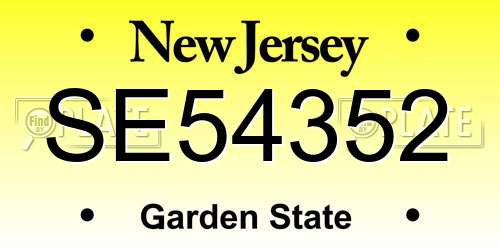 SE54352 New Jersey License Plate