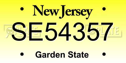 SE54357 New Jersey License Plate