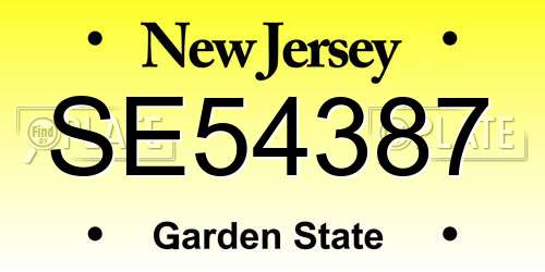 SE54387 New Jersey License Plate