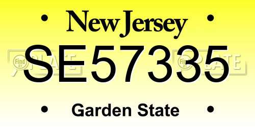 SE57335 New Jersey License Plate