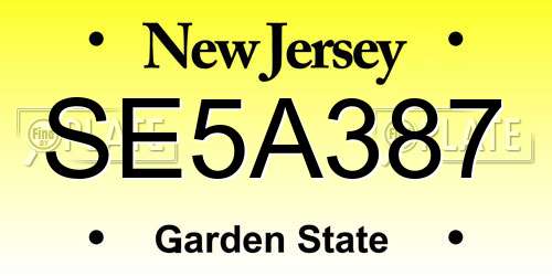 SE5A387 New Jersey License Plate