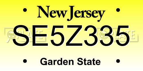 SE5Z335 New Jersey License Plate