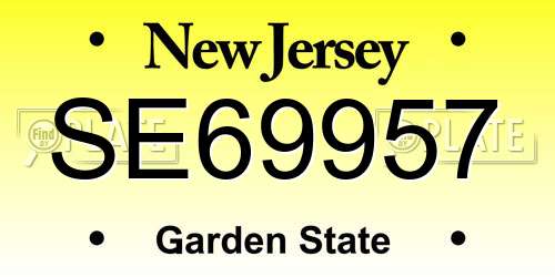SE69957 New Jersey License Plate