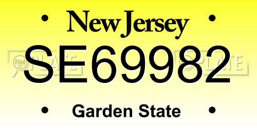 SE69982 New Jersey License Plate