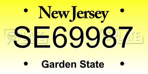 SE69987 New Jersey License Plate