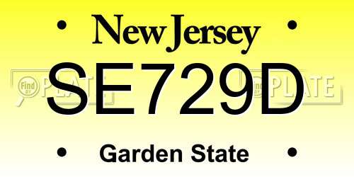 SE729D New Jersey License Plate