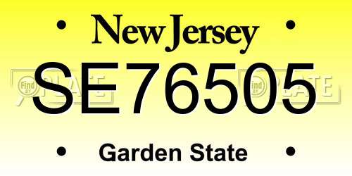 SE76505 New Jersey License Plate