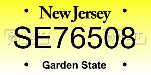 SE76508 New Jersey License Plate